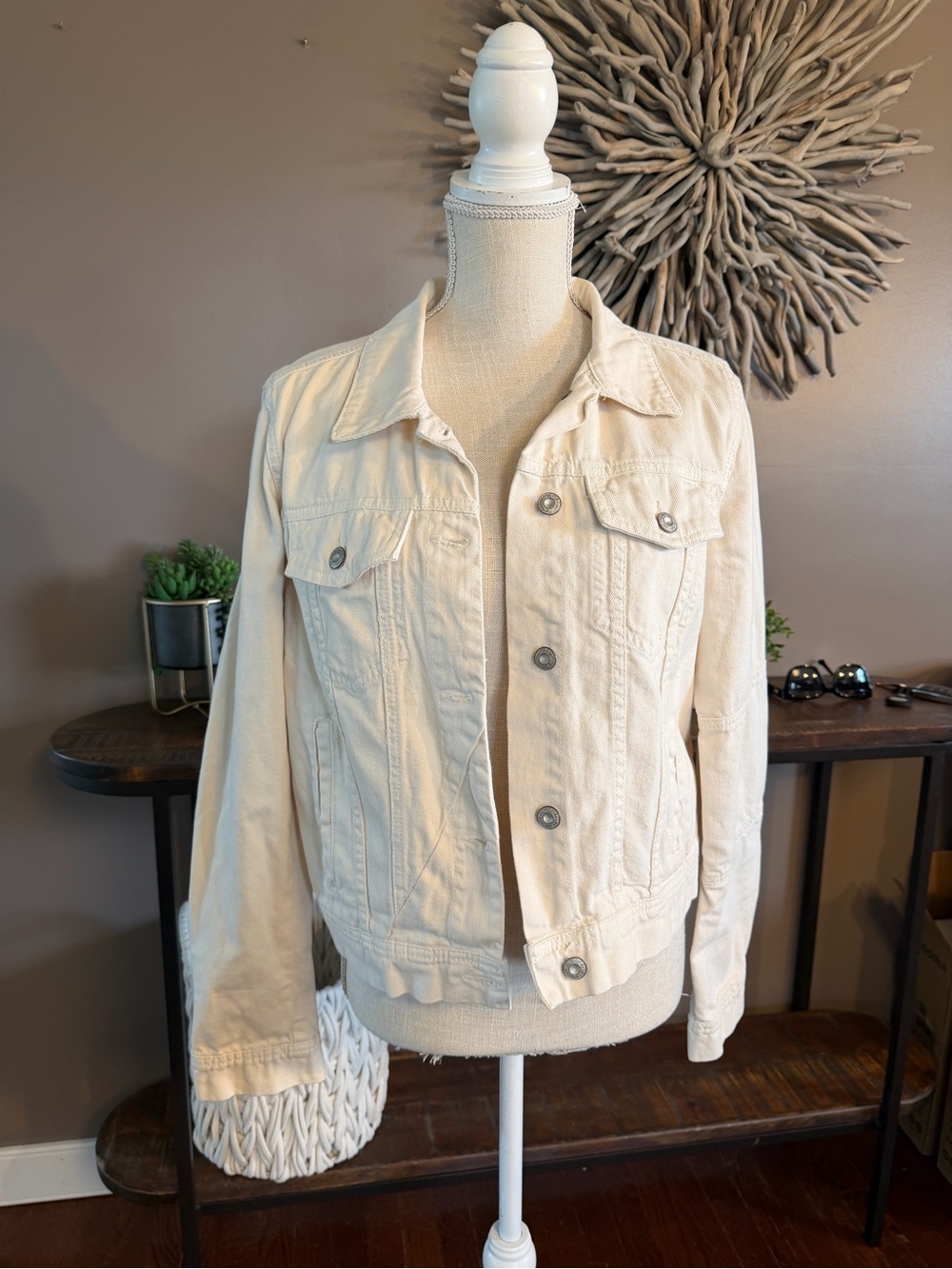 Free People‎ cream colored denim jacket